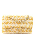 Chanel Tweed Beaded Medium Double Flap Yellow White