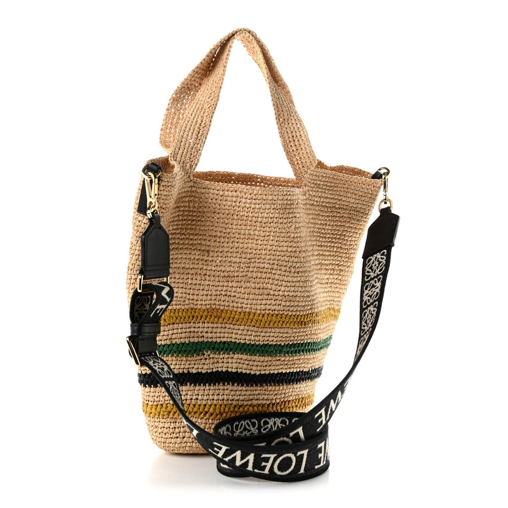 Loewe Raffia Rasta Striped Mini Slit Tote Bag Natural Multicolor