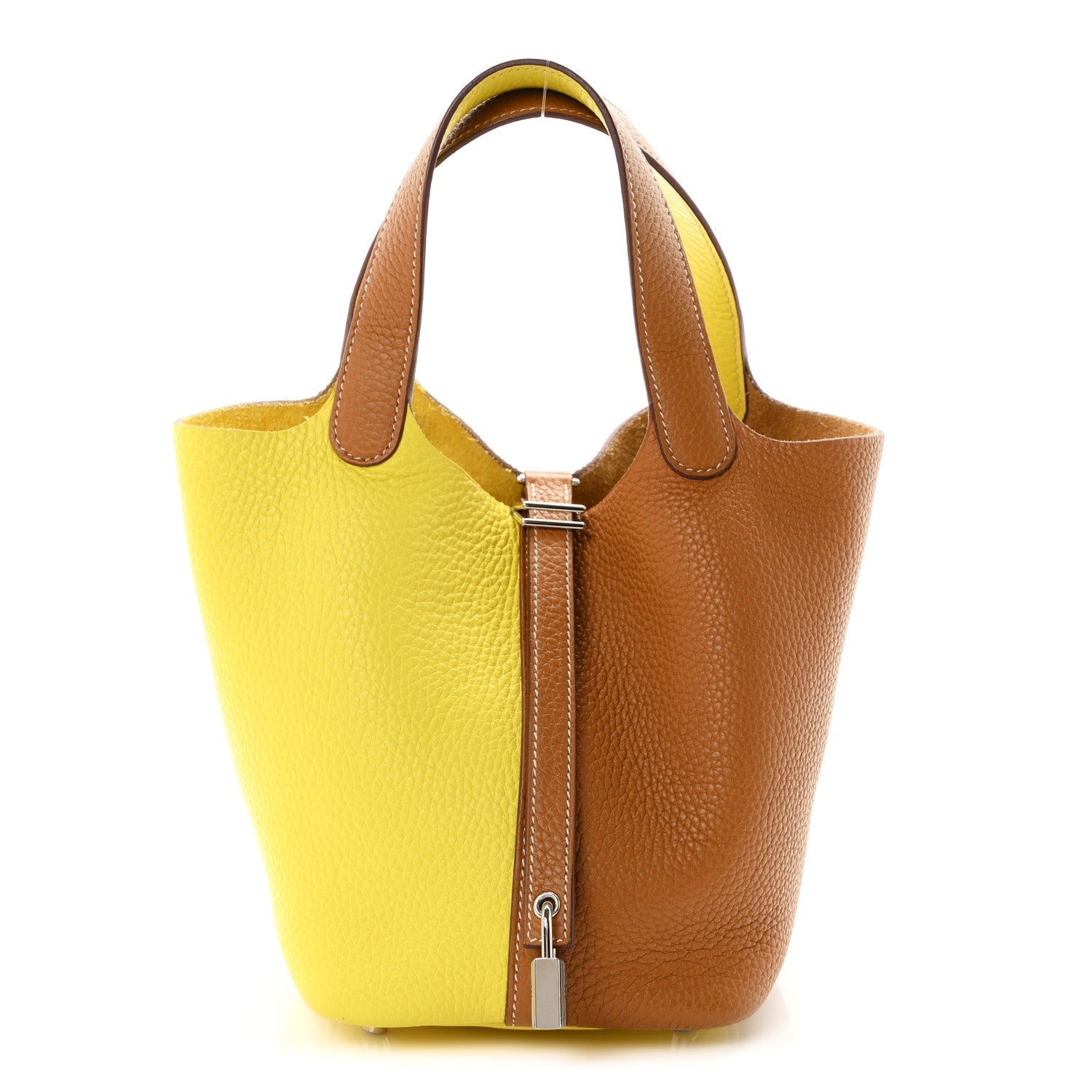 Hermès Taurillon Clemence Casaque Picotin Lock 18 PM Lime Sesame
