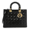 Dior Patent Cannage Large Lady Dior Black