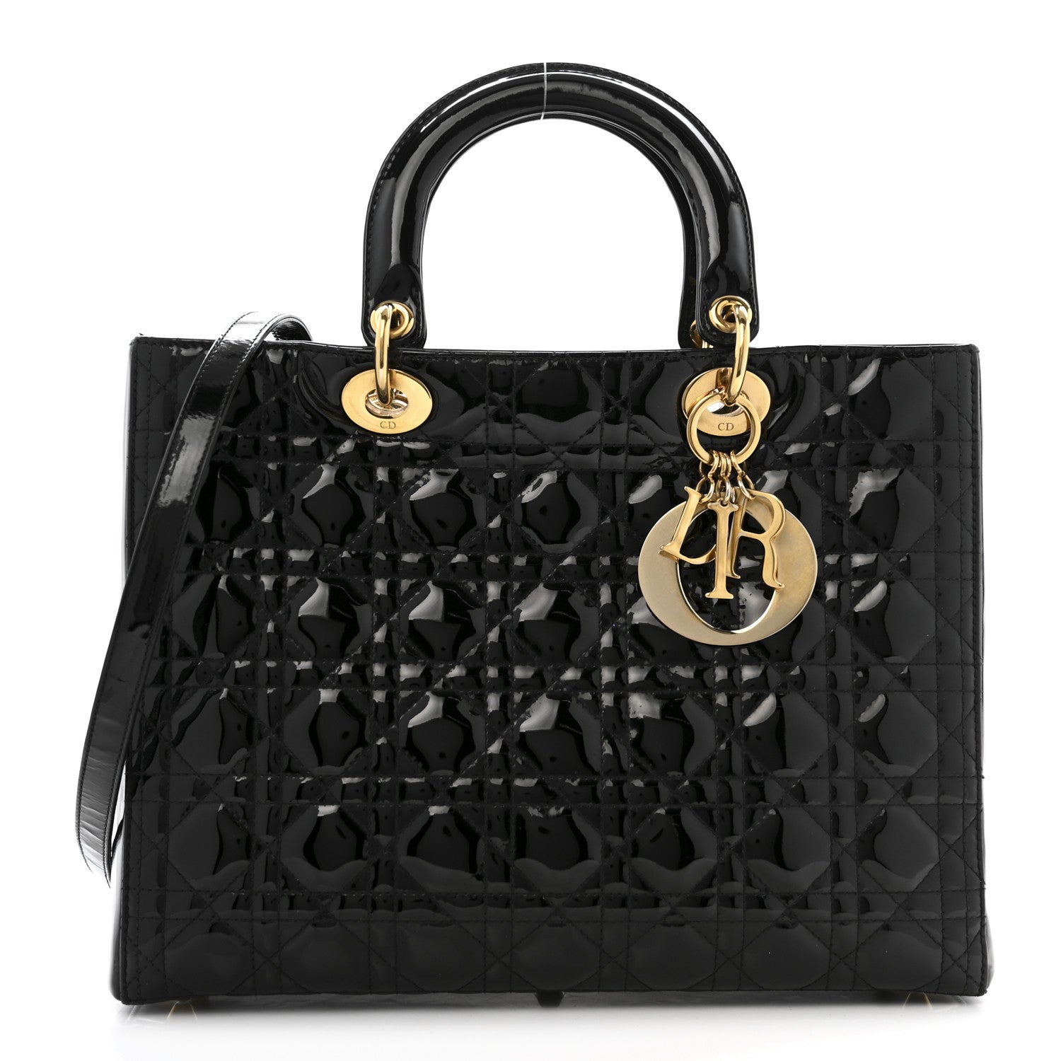 Dior Patent Cannage Large Lady Dior Black