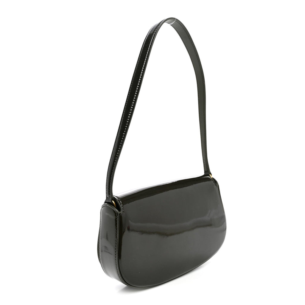 Saint Laurent Patent Calfskin Mini Voltaire Shoulder Bag Dark Vineyard Green
