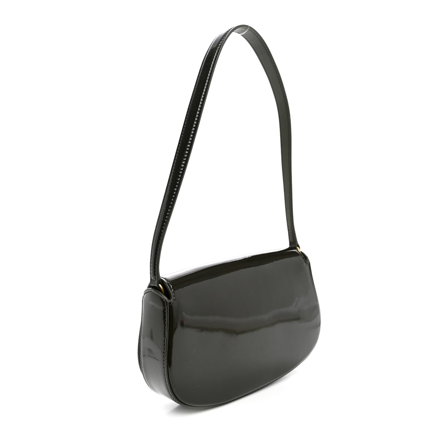 Saint Laurent Patent Calfskin Mini Voltaire Shoulder Bag Dark Vineyard Green