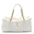 Saint Laurent Nylon Gloria Quilted Travel Bag Milky White