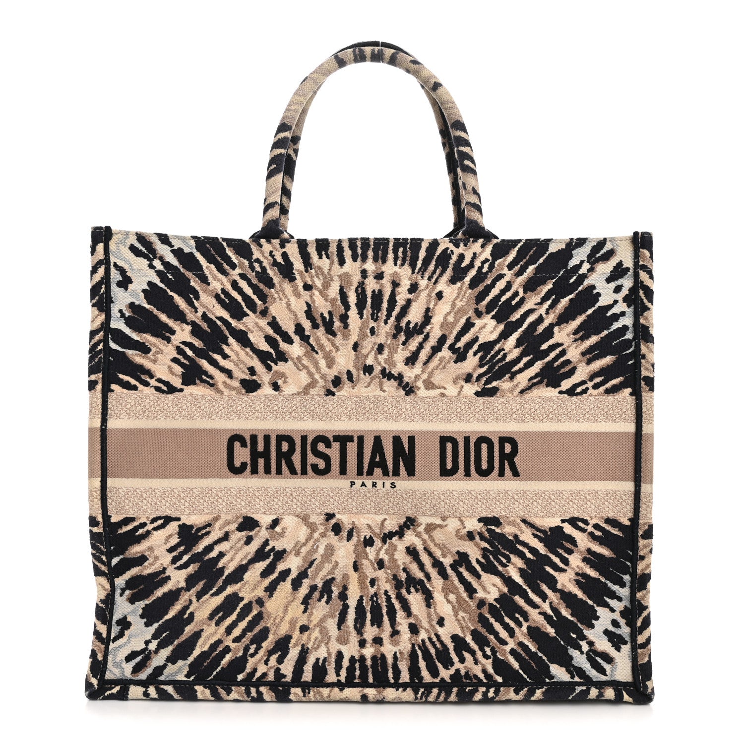 Dior Canvas Embroidered Tie Dye Large Book Tote Multicolor