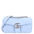 Gucci Calfskin Matelasse Small GG Marmont Shoulder Bag Porcelain Light Blue