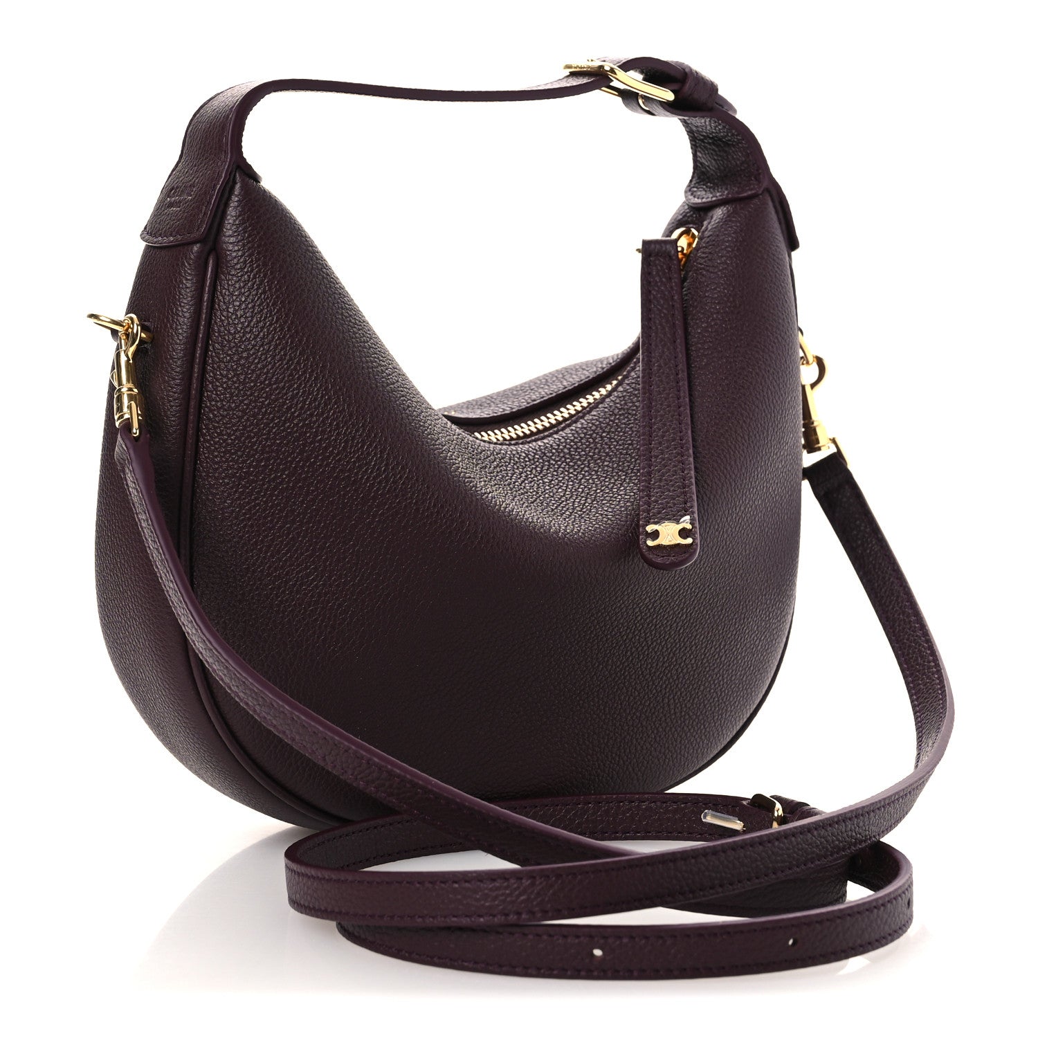 Celine Supple Grained Calfskin Teen Lulu Shoulder Bag Deep Burgundy side view