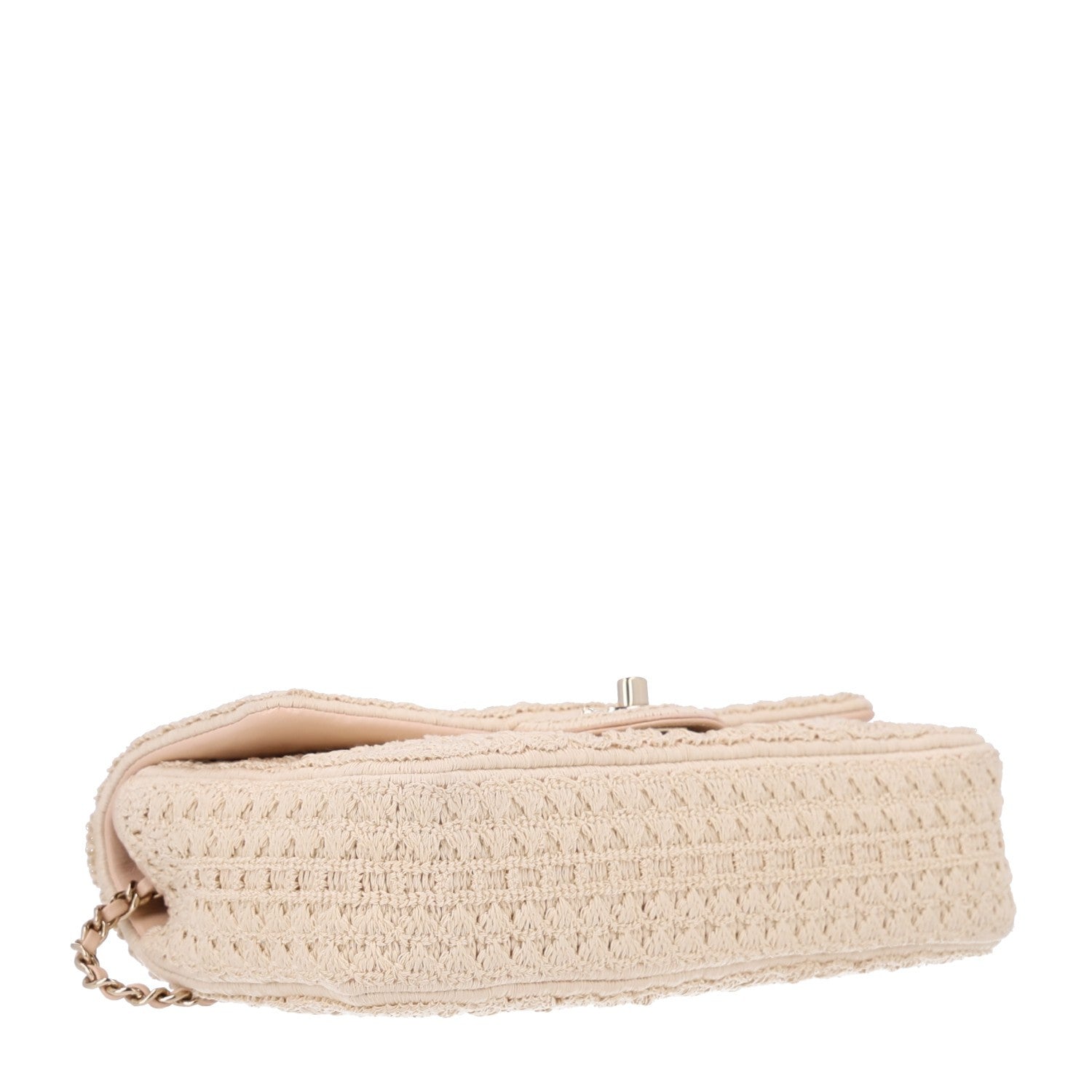Chanel Crochet Embroidered Camelia Small Rectangular Flap Ecru