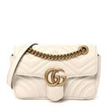 Gucci Calfskin Matelasse Mini GG Marmont Shoulder Bag White