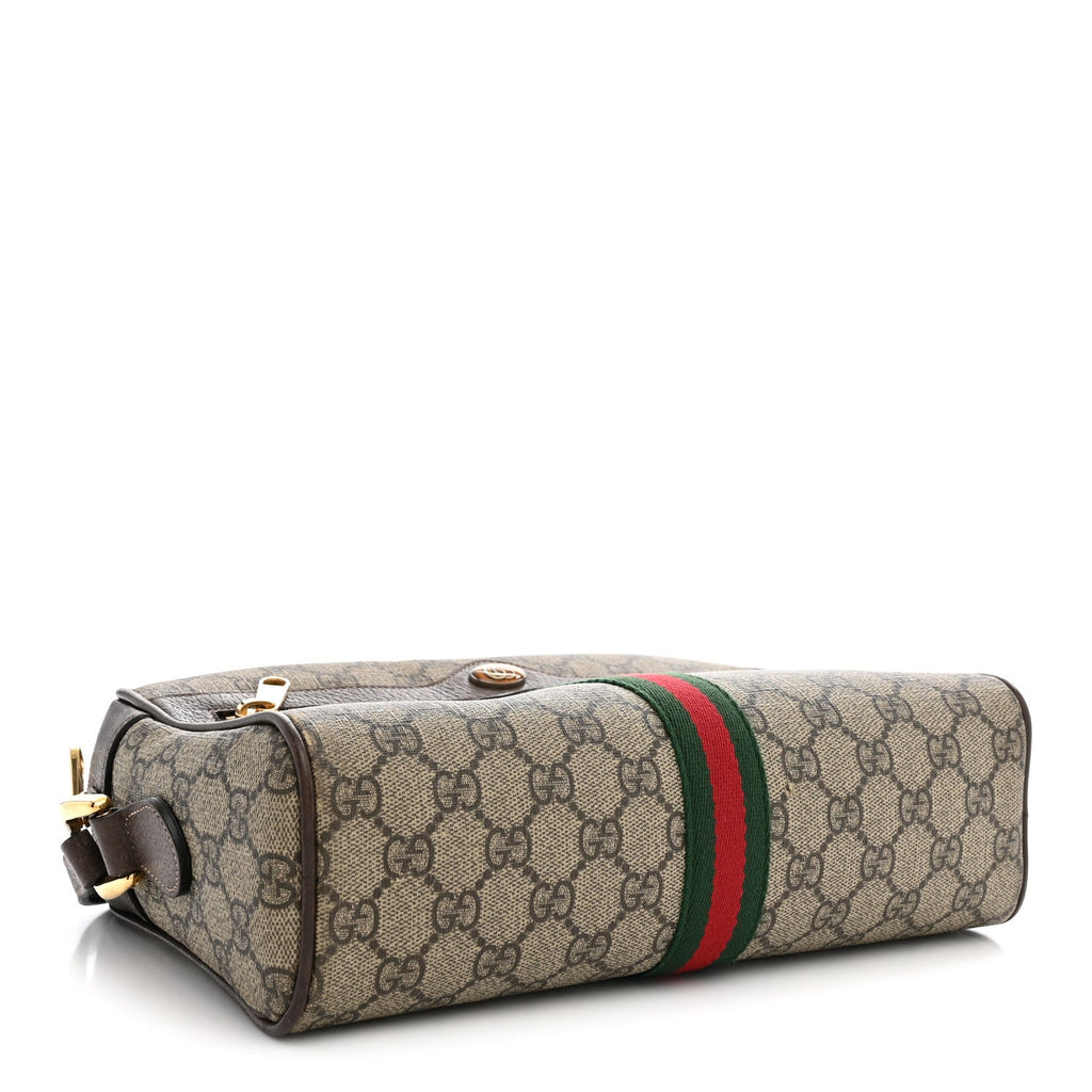 Gucci GG Supreme Monogram Web Small Ophidia Shoulder Bag Brown