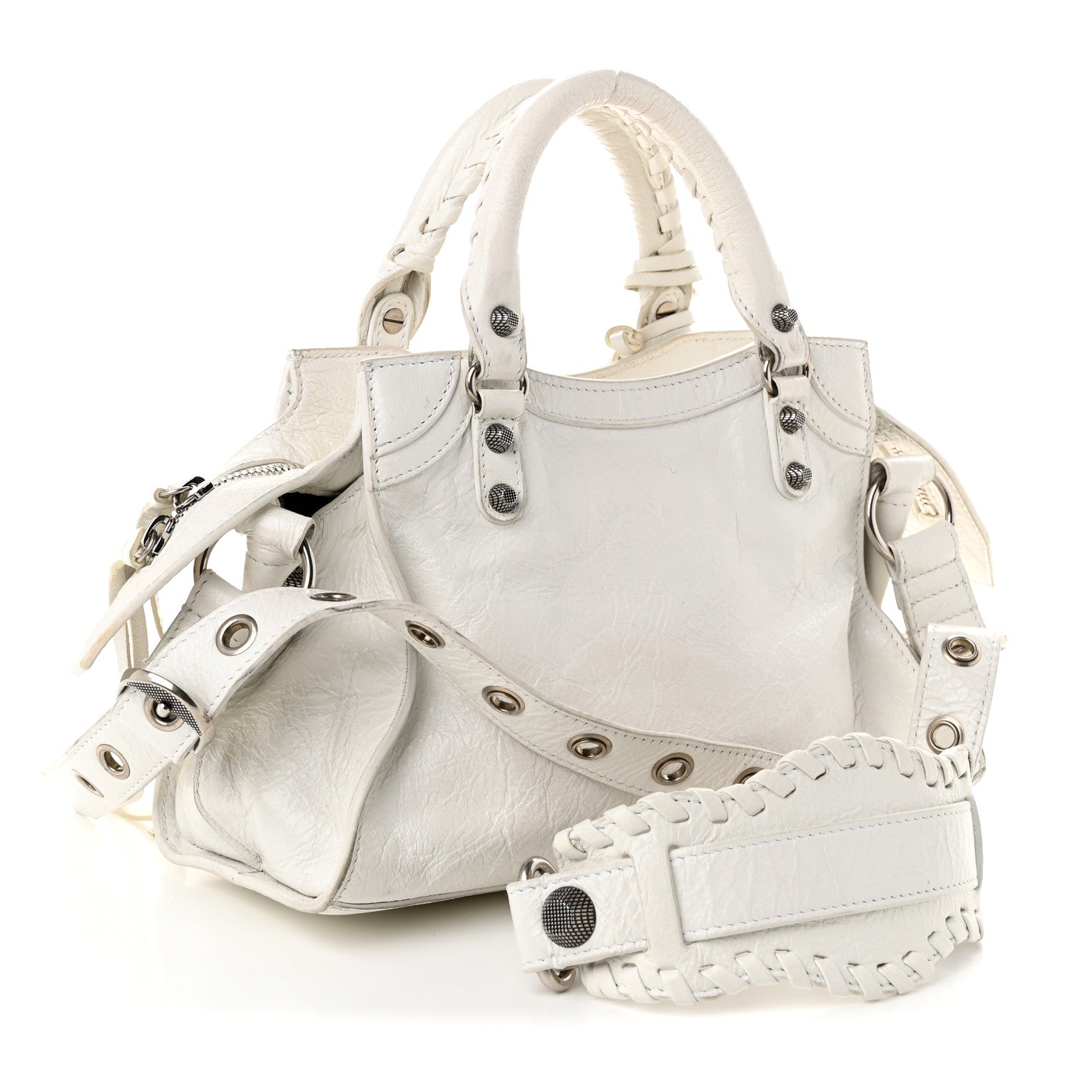 Balenciaga Agneau Arena Neo Cagole Handbag XS Optic White Optic White