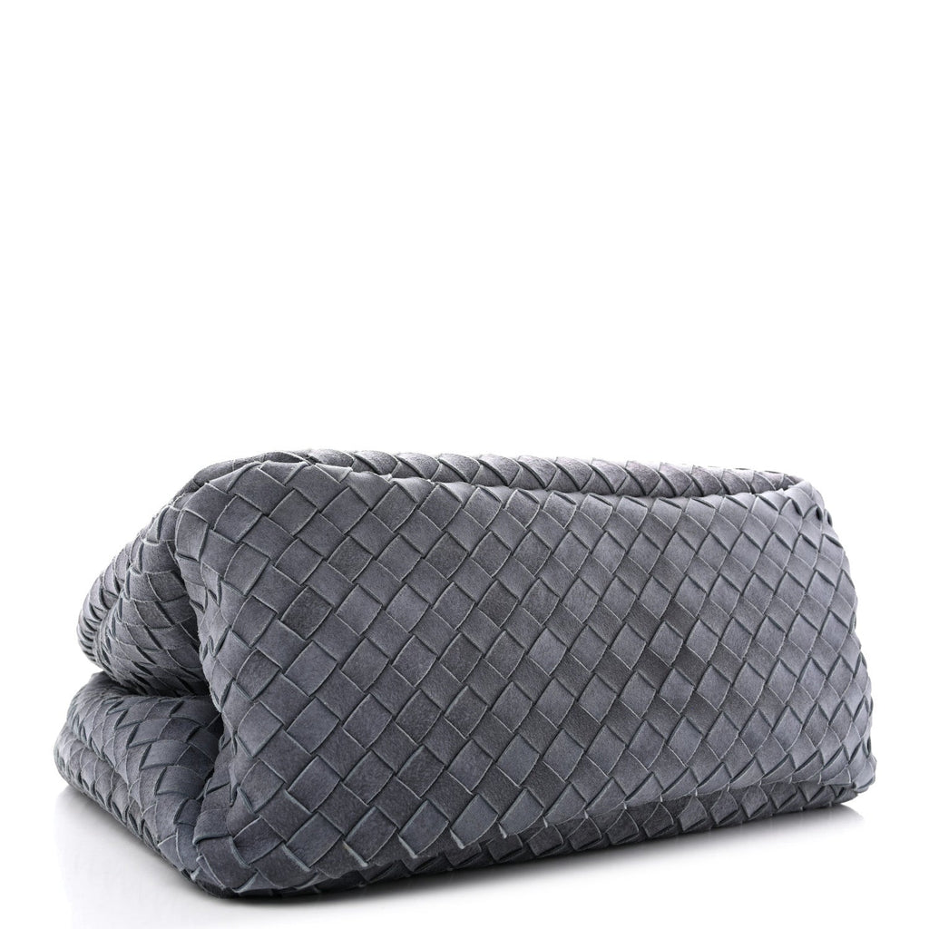Bottega Veneta Suede Intrecciato Large Campana Shoulder Bag Cloudy Indigo