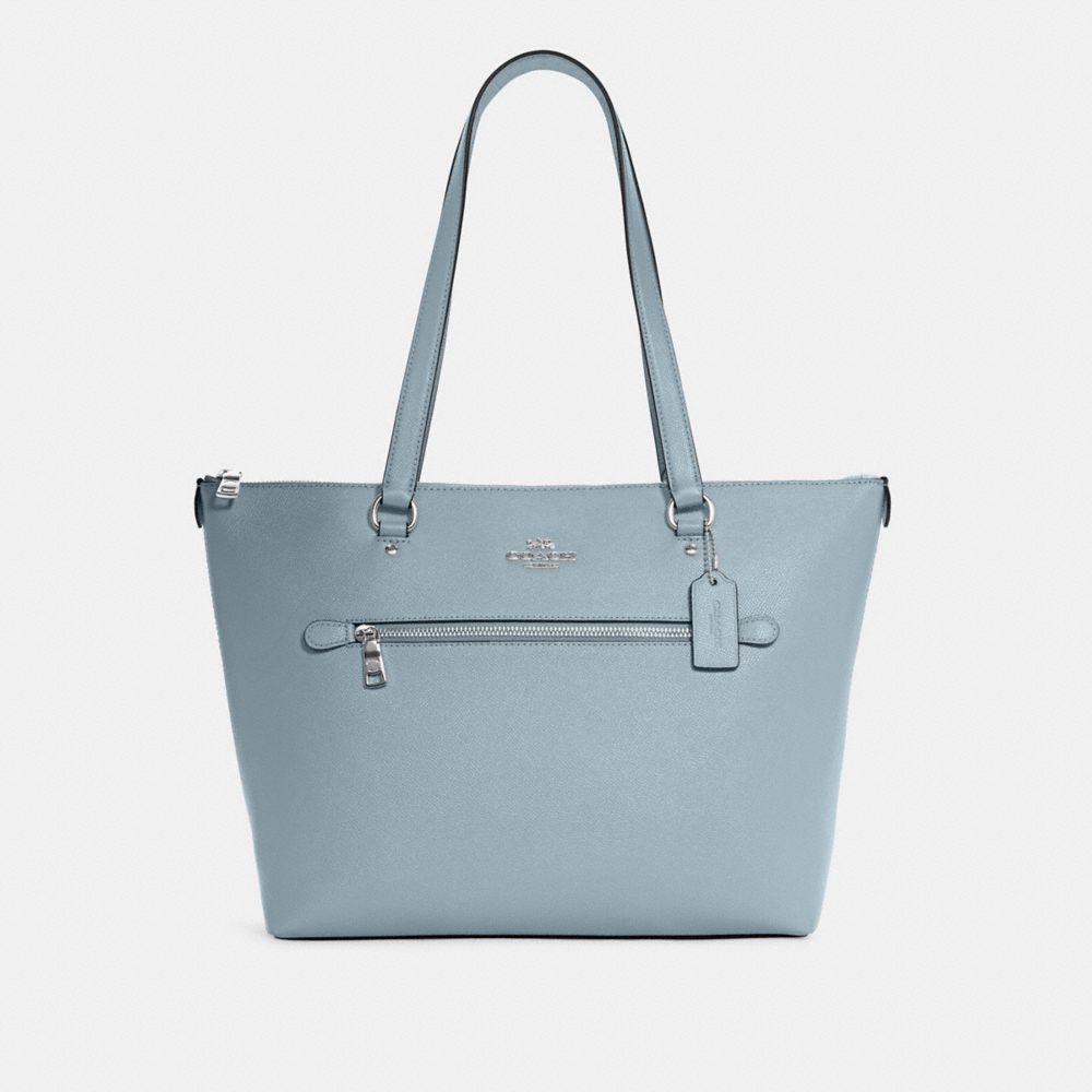 Coach Gallery Tote powder blue front view