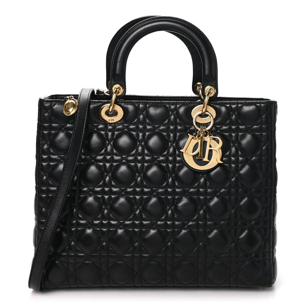 Dior Lambskin Cannage Large Lady Dior Black