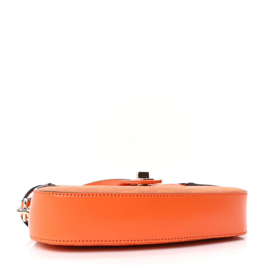 Gucci Calfskin Monogram Mini Moon Side Shoulder Bag Orange