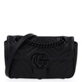 Gucci Calfskin Matelasse Monochrome Mini GG Marmont Shoulder Bag Black