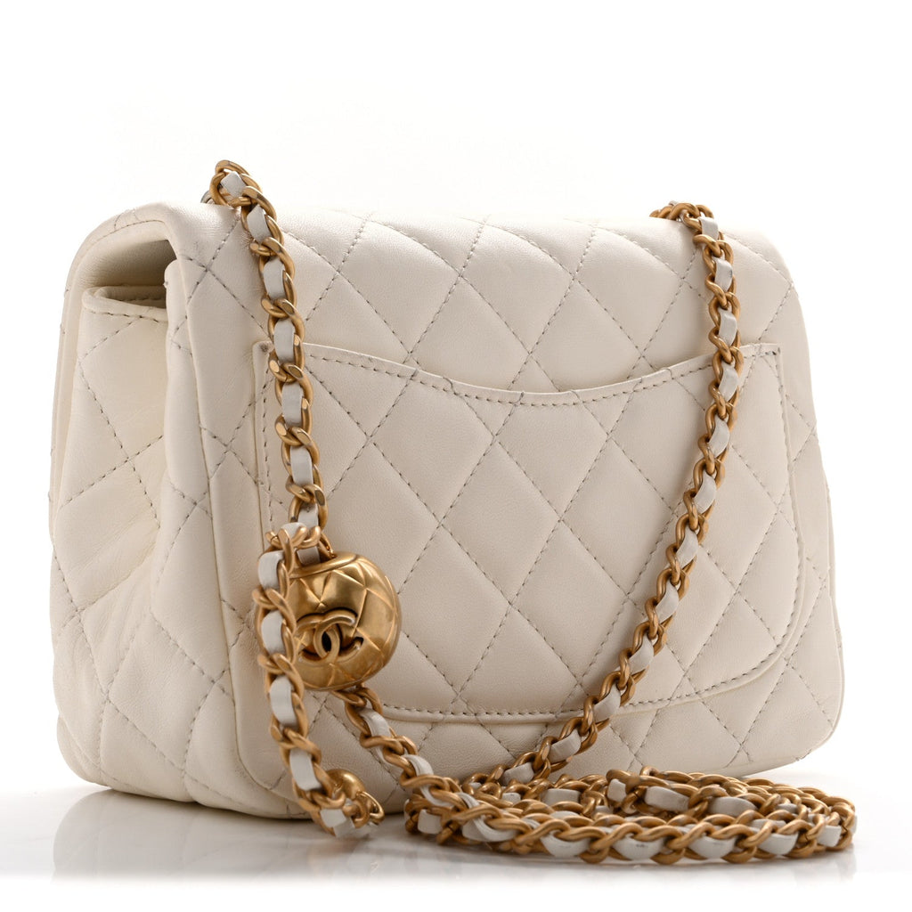 Chanel Lambskin Quilted Mini Pearl Crush Flap White