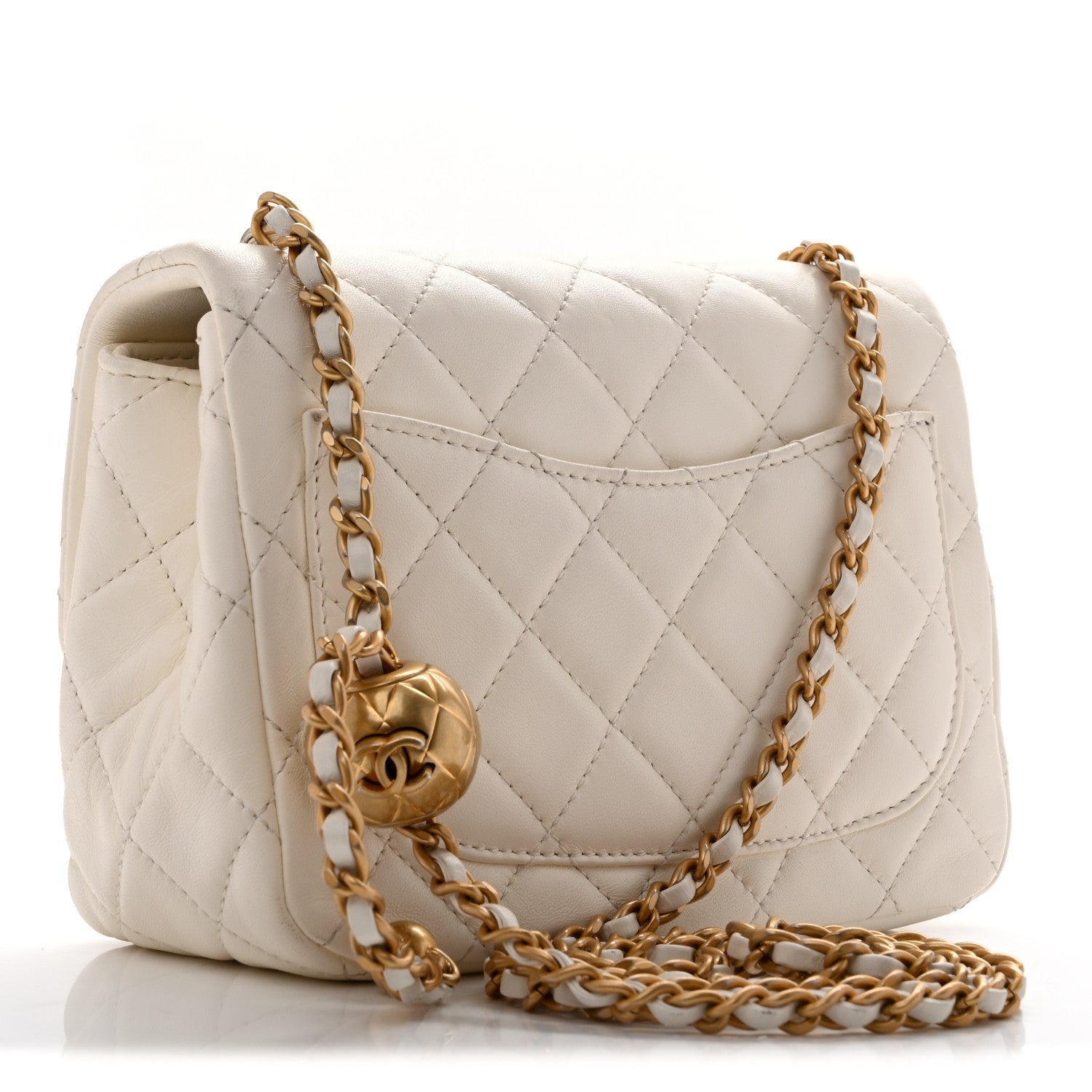 Chanel Lambskin Quilted Mini Pearl Crush Flap White