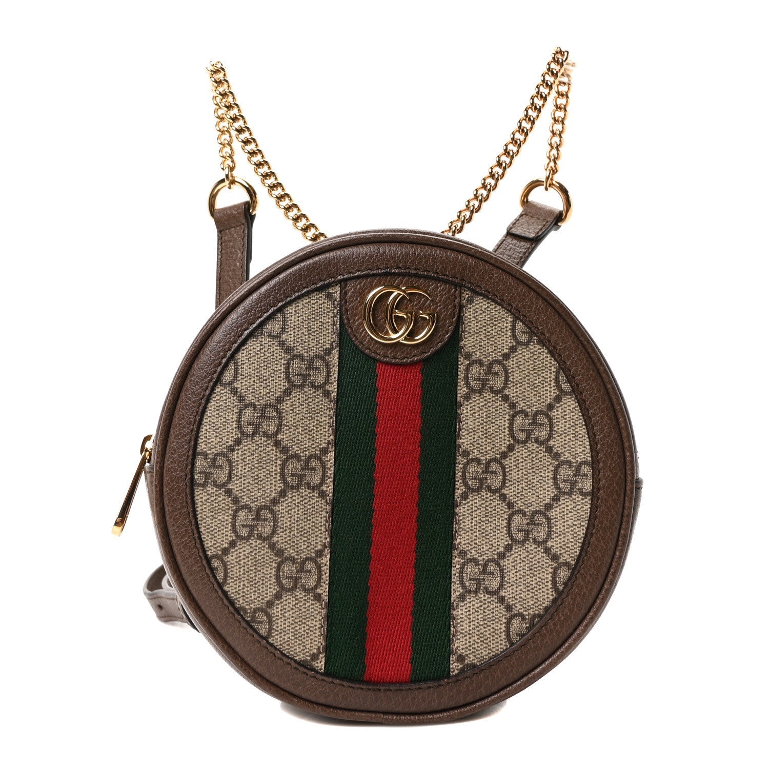 Gucci GG Supreme Monogram Web Mini Ophidia Round Backpack Brown