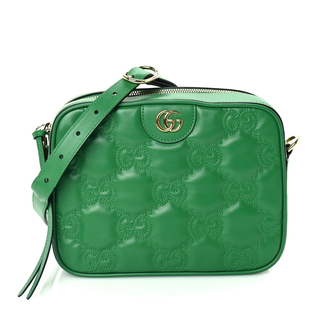 Gucci Calfskin GG Matelasse Shoulder Bag Spring Green