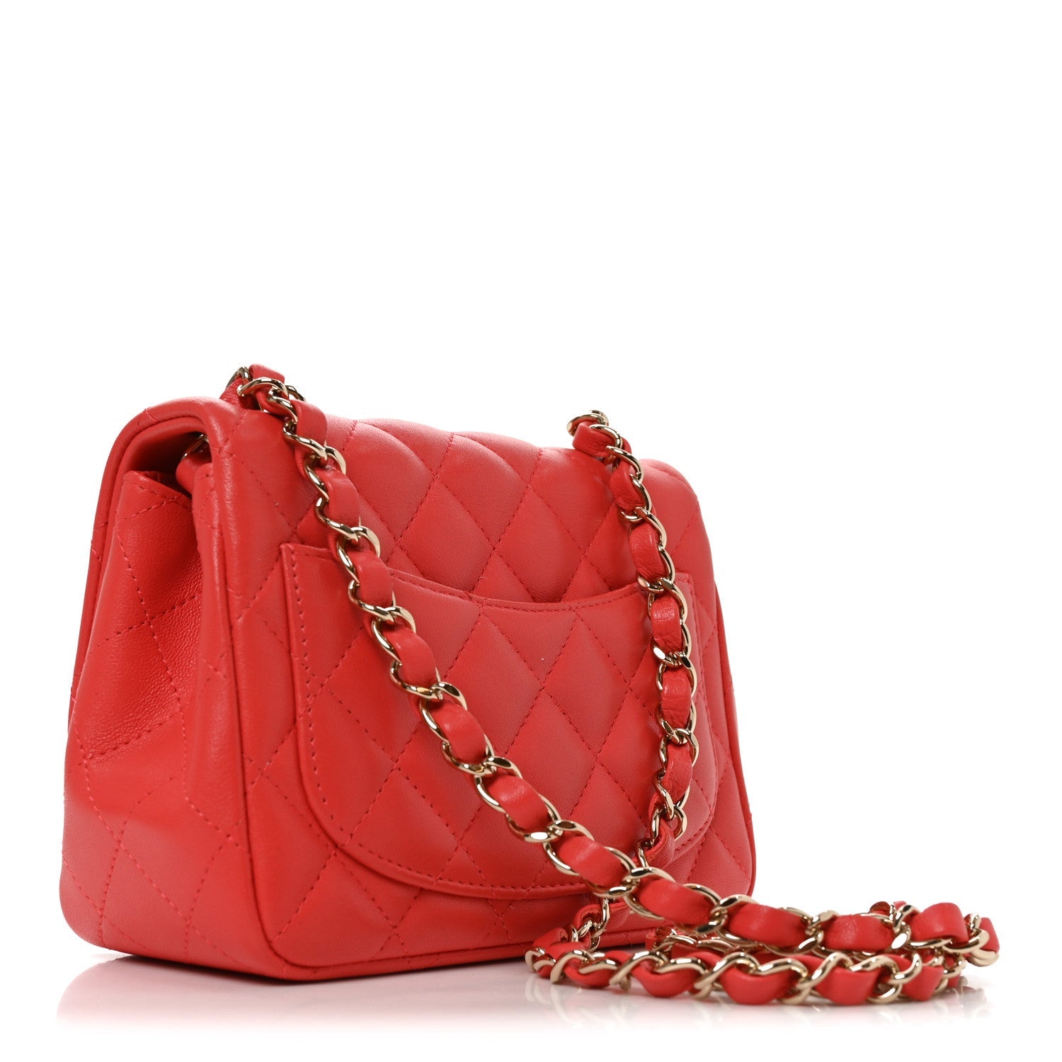 Chanel Lambskin Quilted Mini Square Flap Orange