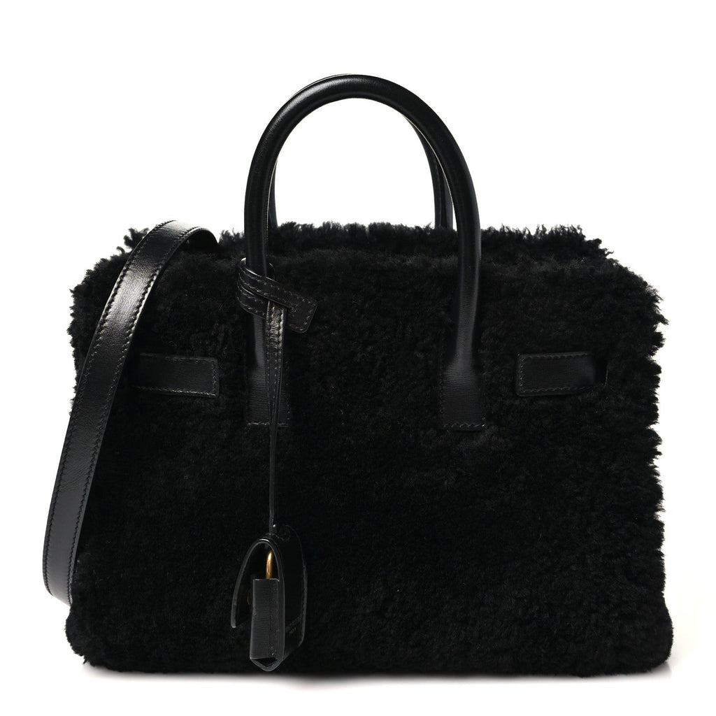 Saint Laurent Shearling Nano Sac De Jour Black