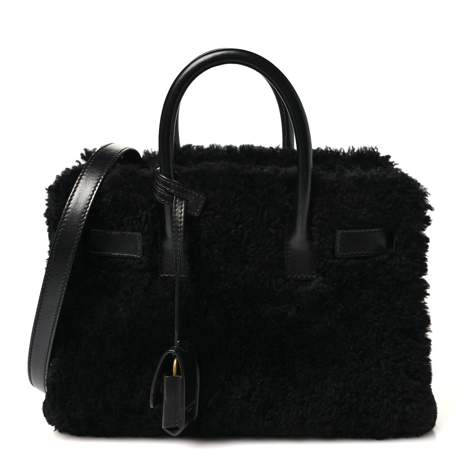Saint Laurent Shearling Nano Sac De Jour Black