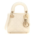 Dior Lambskin Cannage Micro Lady Dior White