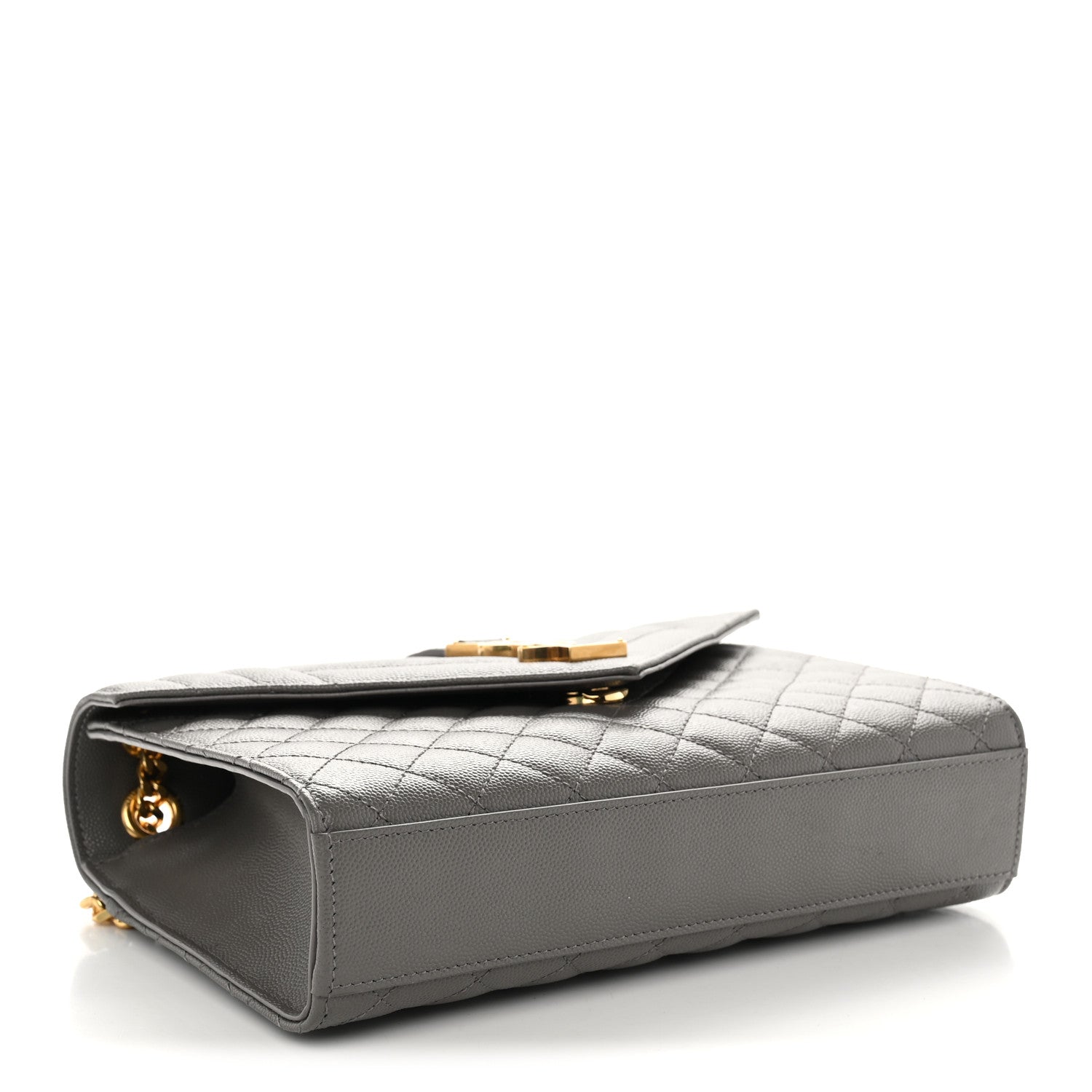 Saint Laurent Grain De Poudre Textured Mixed Matelasse Medium Triquilt Monogram Satchel Fog