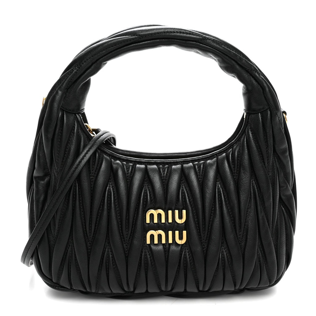 Miu Miu Nappa Matelasse Small Wander Hobo Black