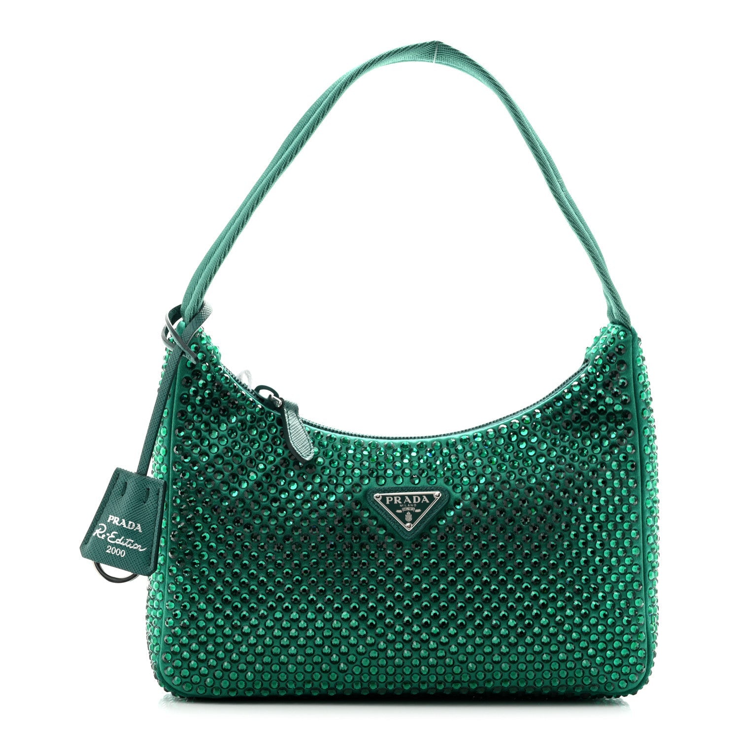 Prada Satin Crystal Mini Re-Edition 2000 Bag Mango