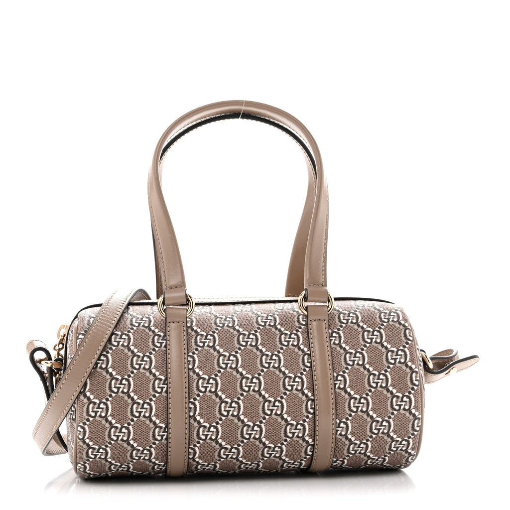 Gucci GG Shadow Monogram Top Handle Bowler Bag Rocky Ebony Grey White Rocky