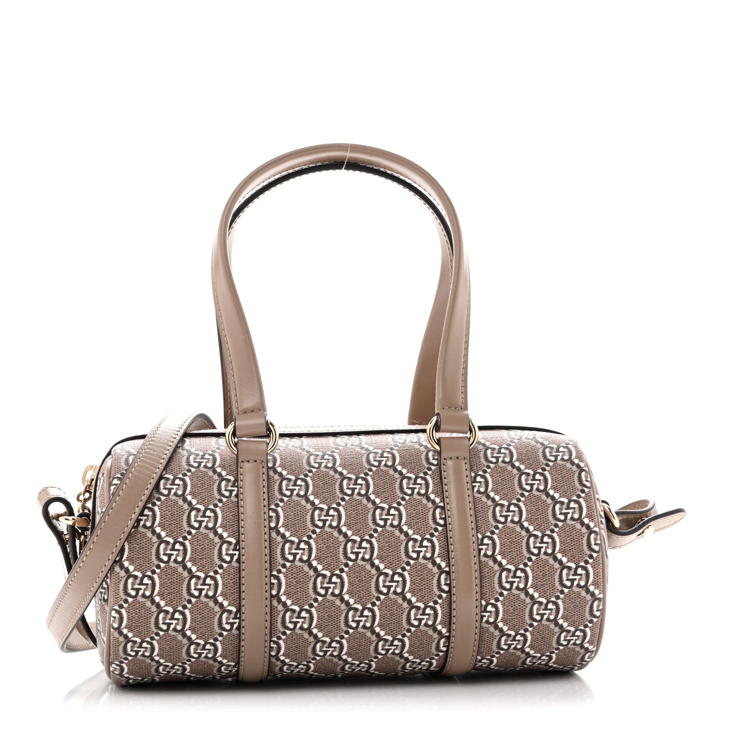 Gucci GG Shadow Monogram Top Handle Bowler Bag Rocky Ebony Grey White Rocky