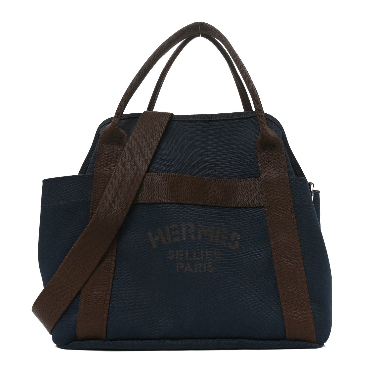 Hermès Canvas The Grooming Bag Bleu Navy Feu
