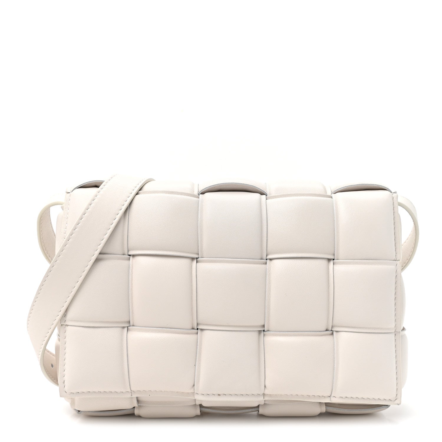 Bottega Veneta Nappa Maxi Intreccio Padded Cassette Crossbody Bag Chalk