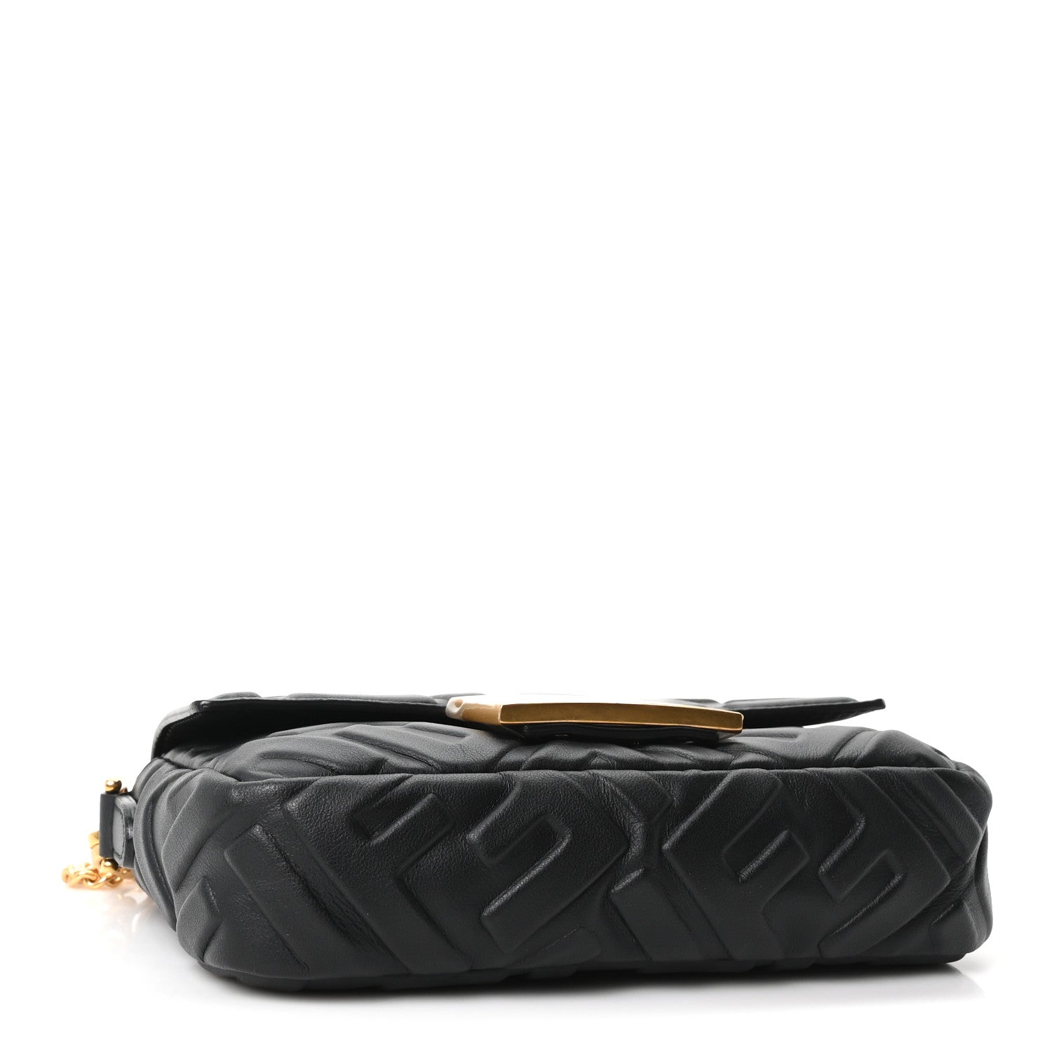 Fendi Nappa FF 1974 Embossed Mini Baguette Black