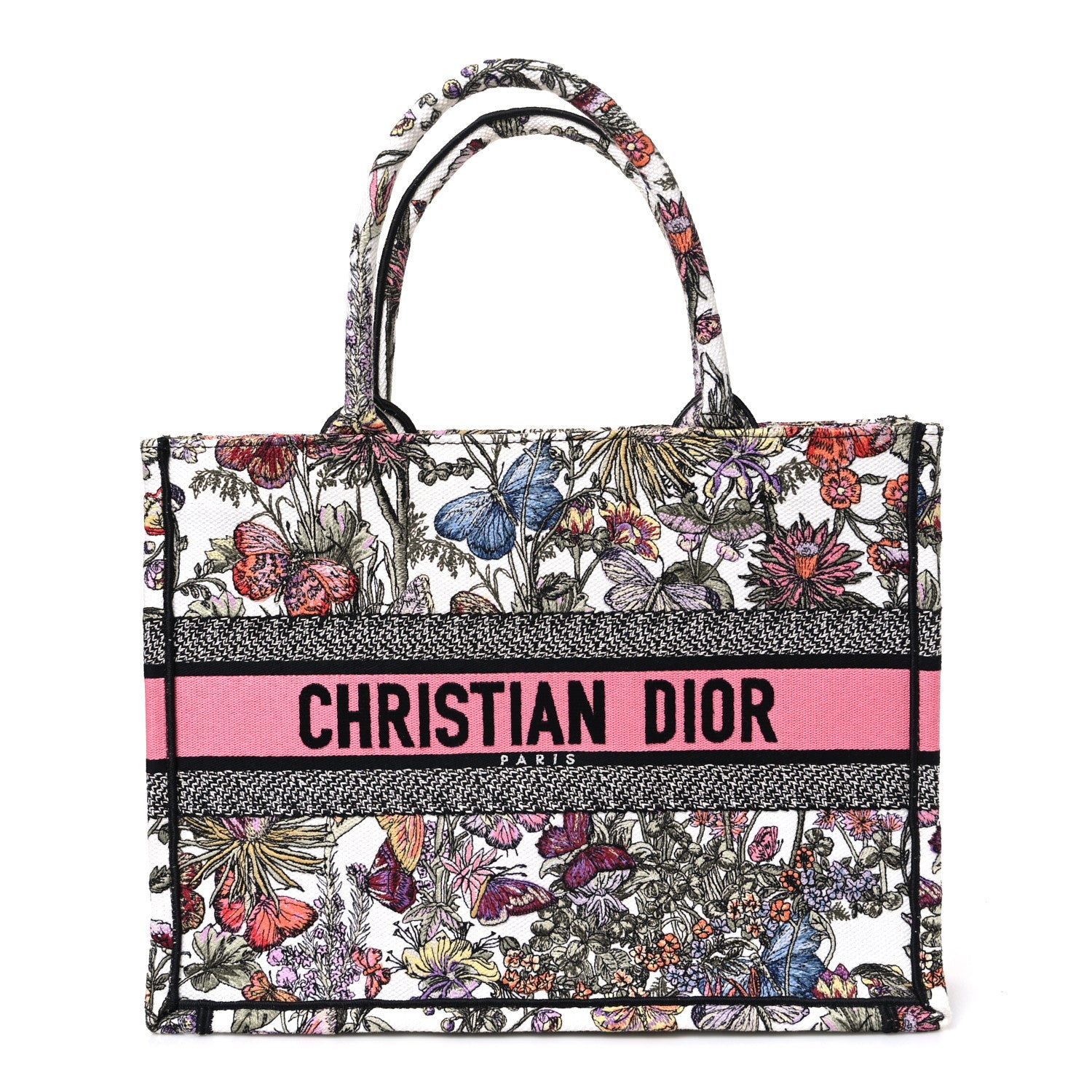 Dior Canvas Embroidered Medium Mexico Millefiori Book Tote White Multicolor