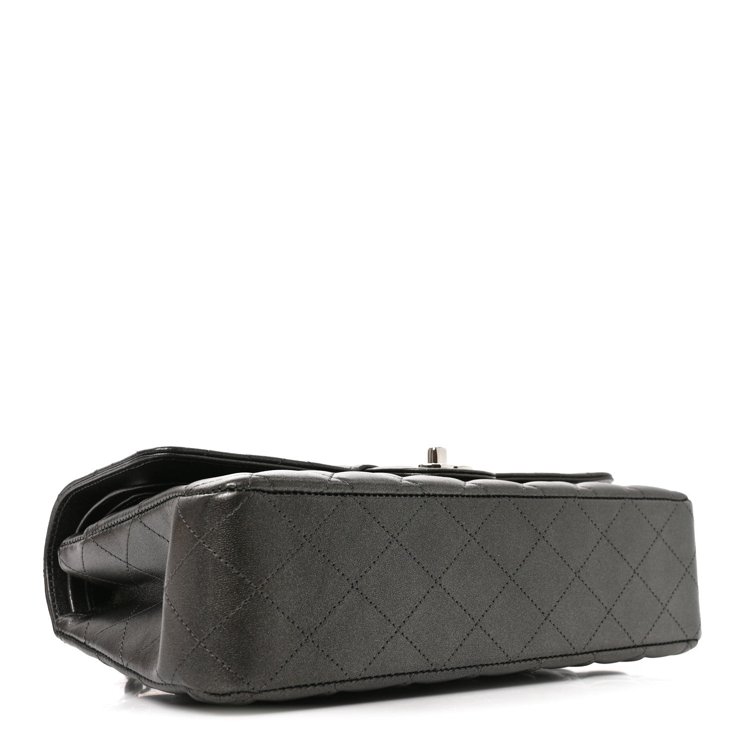 Chanel Metallic Lambskin Quilted Medium Double Flap Anthracite
