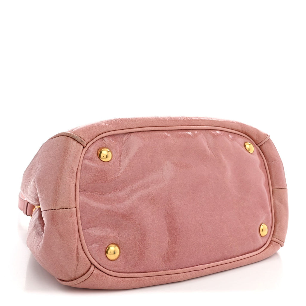 Miu Miu Vitello Shine Small Bow Shopping Tote Loto
