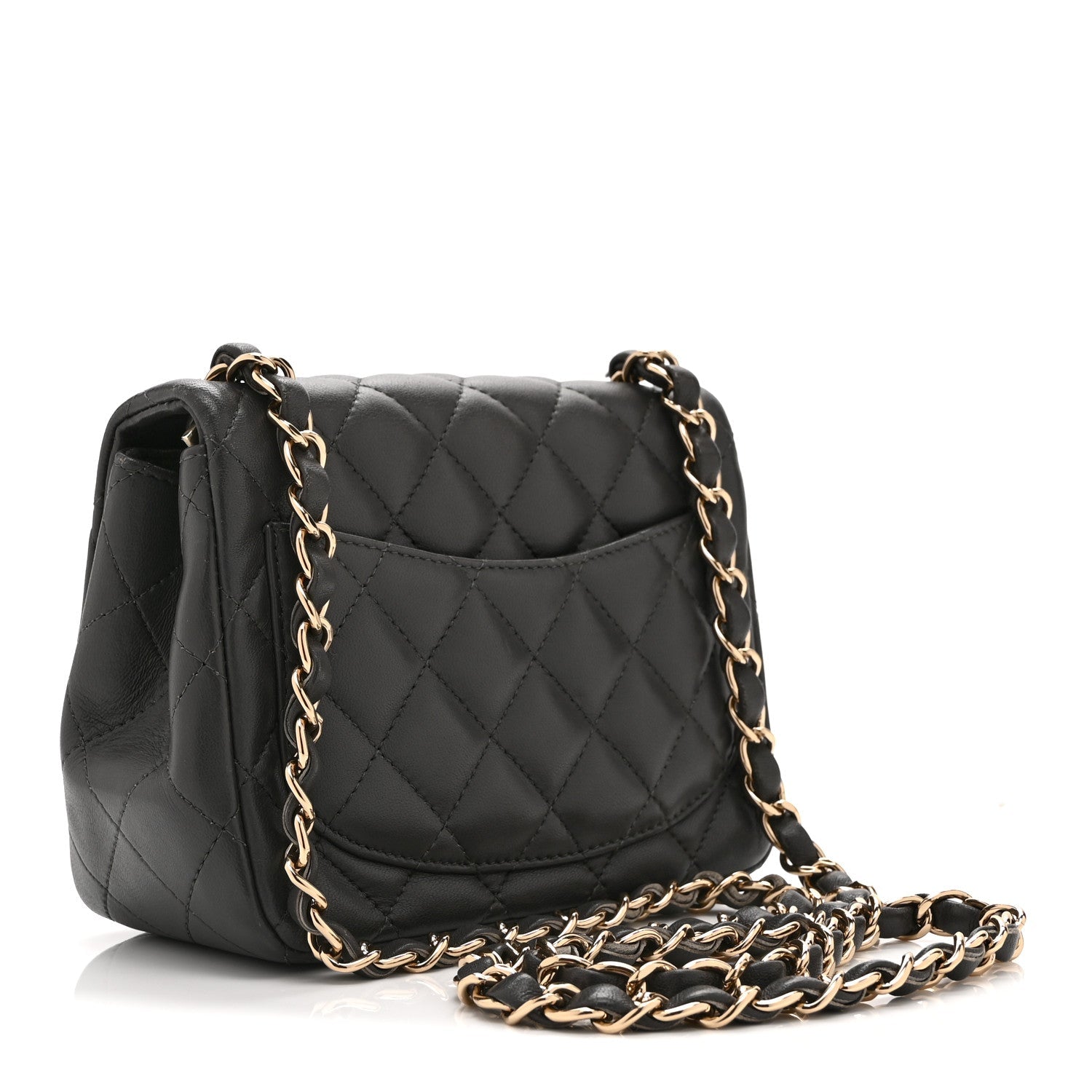 Chanel Lambskin Quilted Mini Square Flap Dark Grey