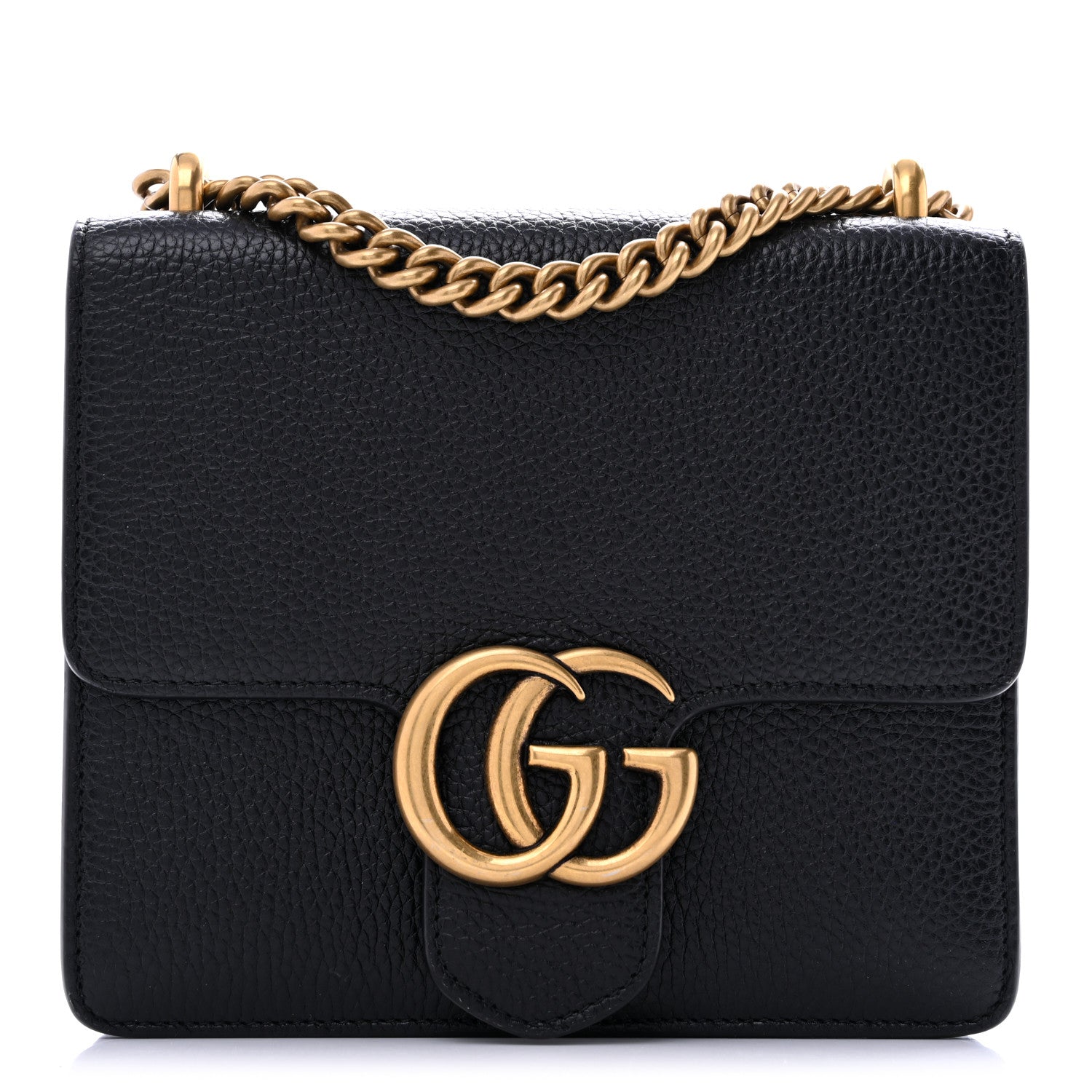 Gucci Calfskin Small GG Marmont Chain Handle Bag Black