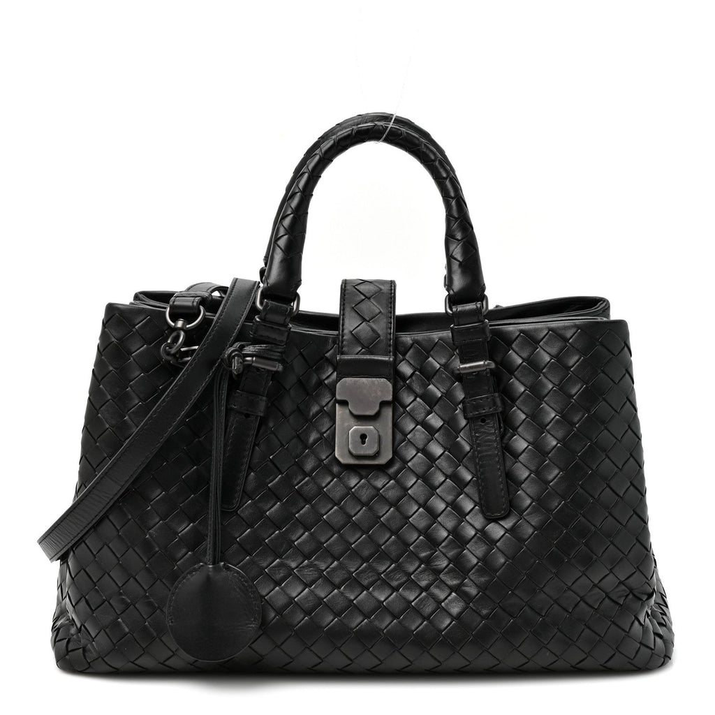 Bottega Veneta Small Intrecciato Small Roma Tote Black