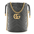 Gucci Calfskin Matelasse Mini GG Marmont 2.0 Bucket Bag Black