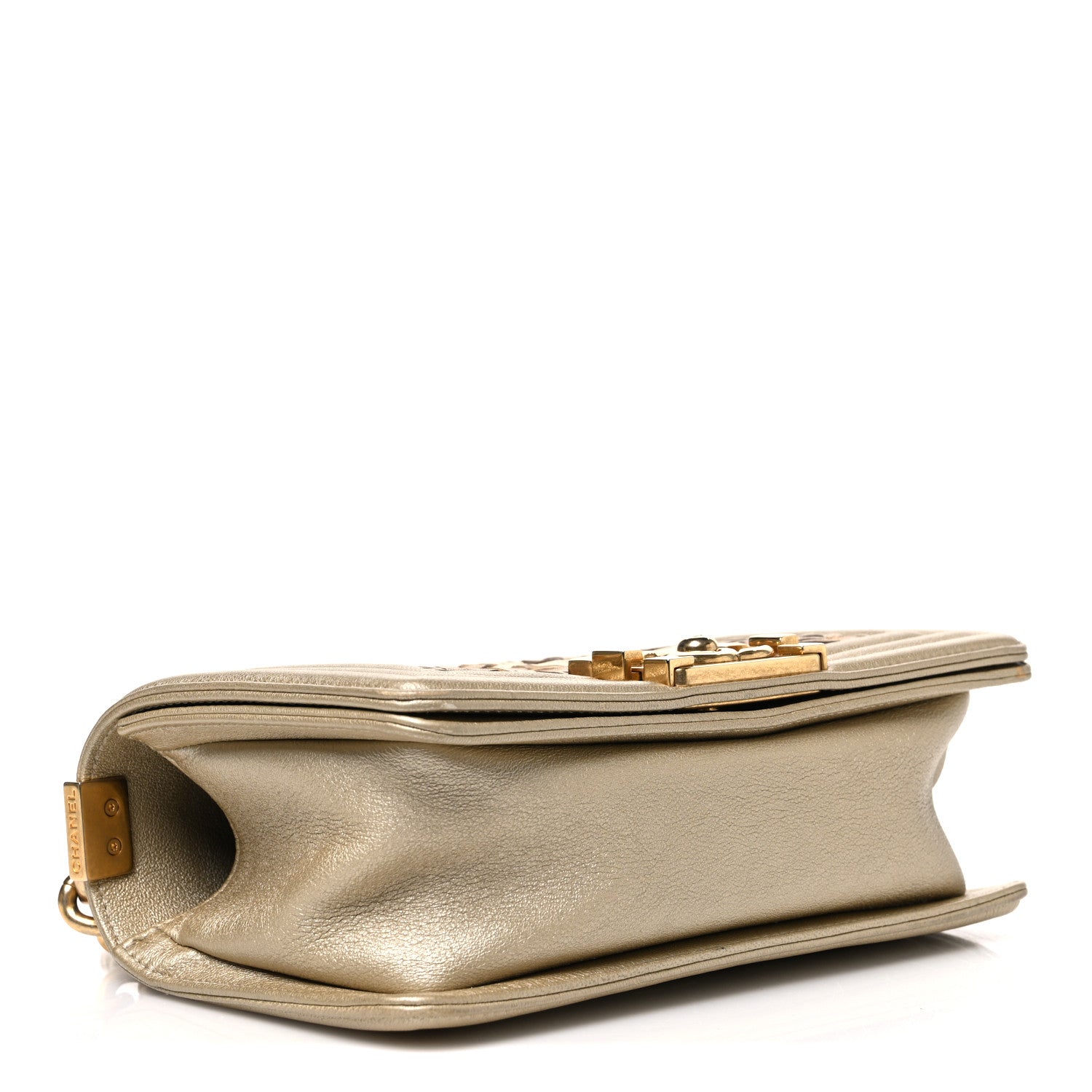 Chanel Metallic Lambskin Small Golden CC Boy Flap Gold