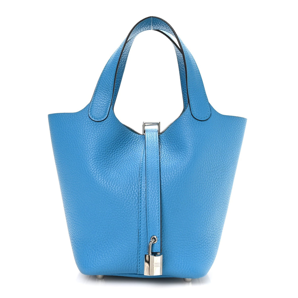 Hermès Taurillon Clemence Picotin Lock 18 PM Bleu Frida