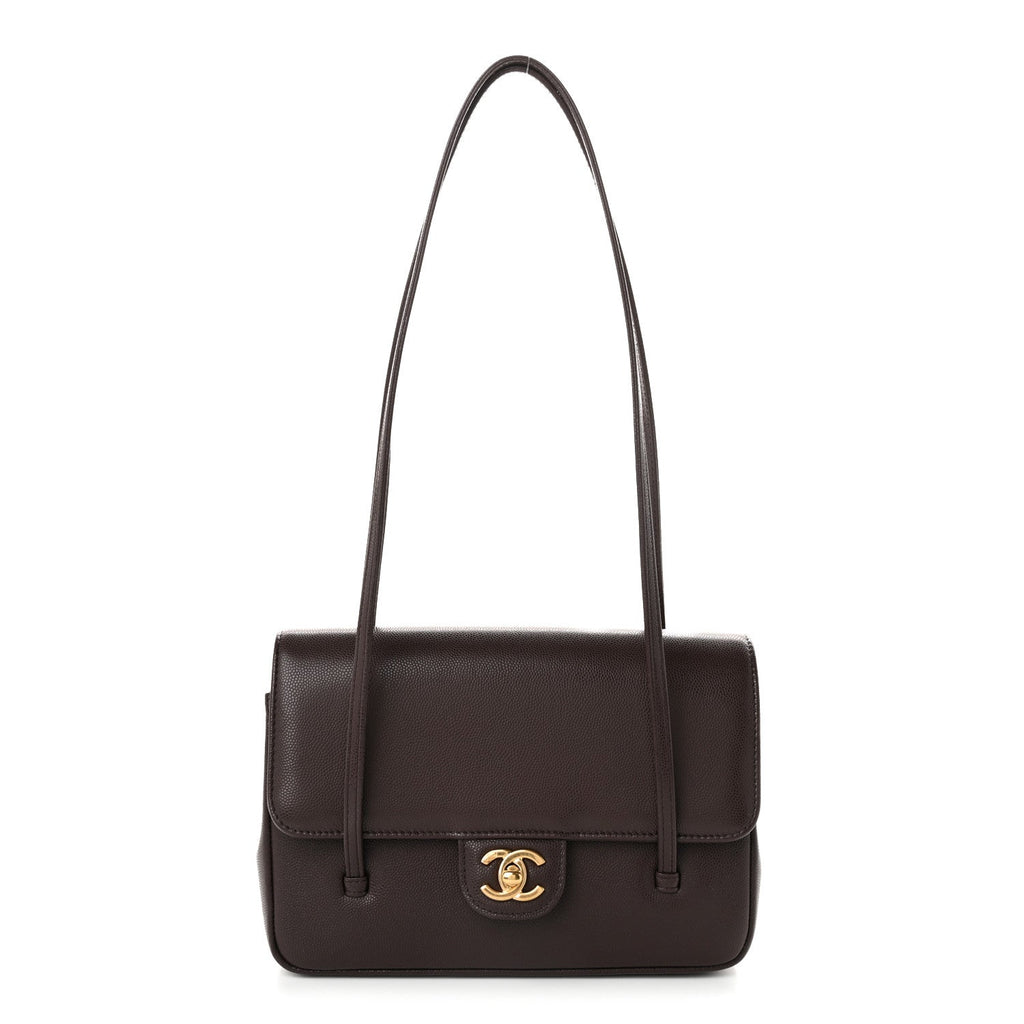 Chanel Shiny Caviar Preppy Coco Small Flap Dark Brown