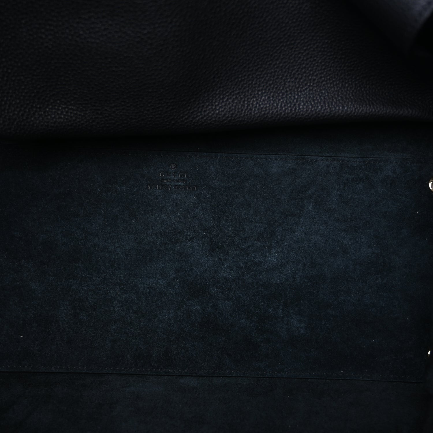 Gucci Grained Calfskin Logo Embossed Large Tote Black