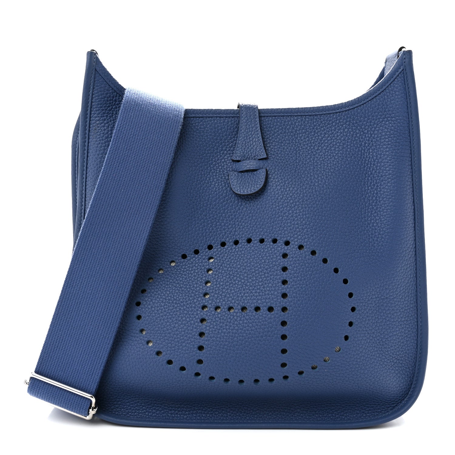 Hermès Taurillon Clemence EVELYNE III PM Bleu Agate