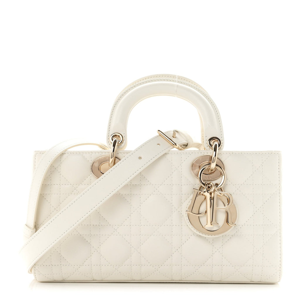 Dior Lambskin Cannage Medium Lady D-Joy White