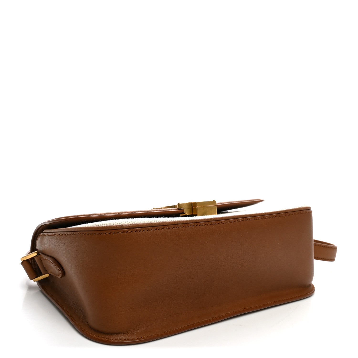 Saint Laurent Linen Calfskin Monogram Small Solferino Satchel Greggio Brick